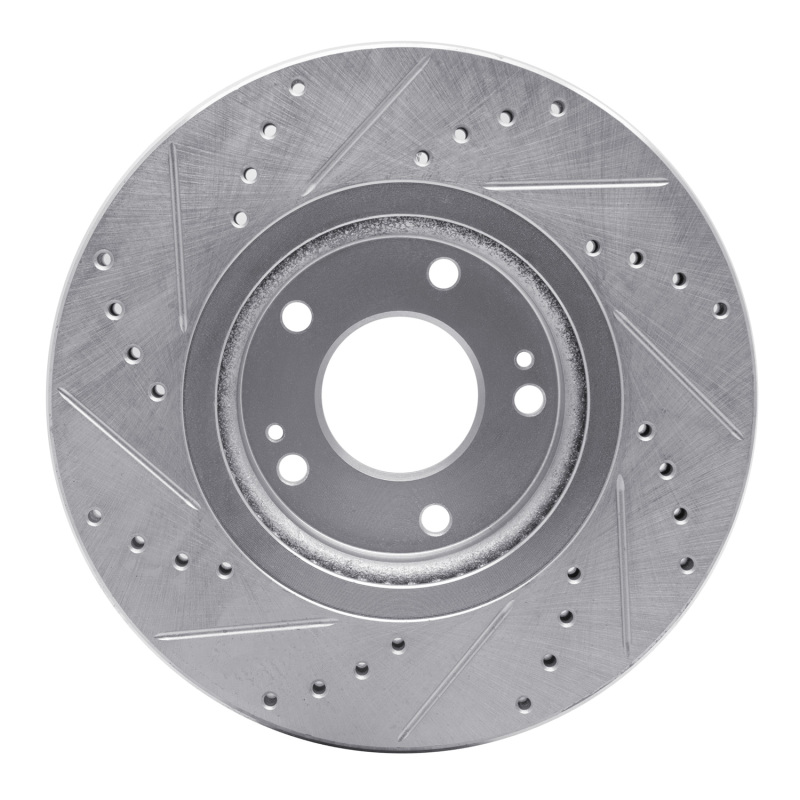 Hyundai Santa Fe Brake Rotor (1) - Front Right - R1 Concepts - Drill & Slot - Silver - `10-`13